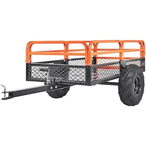 VEVOR ATV UTV Trailer Tow Behind Dump Cart, 1500lbs 15 Cubic Feet, Heavy Duty Yard Garden Trailer Pull Behind Dump Trailer for Lawn Mower Tractor