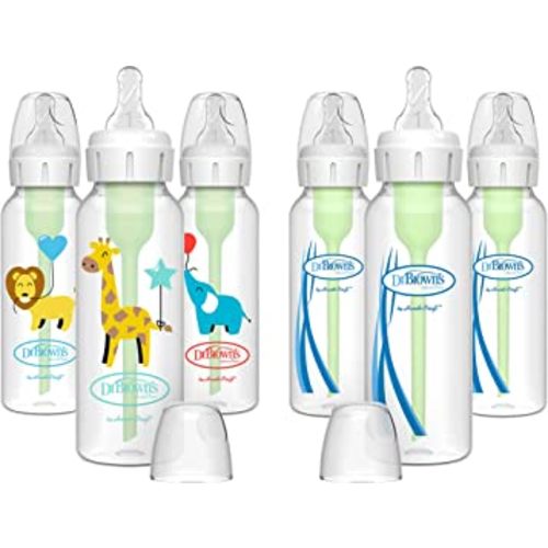 Dr. Brown’s Natural Flow® Anti-Colic Options+™ Narrow Baby Bottles 8 oz/250 mL, with Level 1 Slow Flow Nipple, 6 Pack, 0m+ Balloon Animals Gift Set