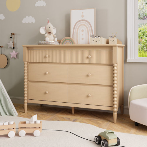 Corrigan Studio® 6 Drawer Dresser, Baby Dresser With Storage, Wide Chest Of Drawers For Nursery, Bedroom, White & Reviews | Wayfair