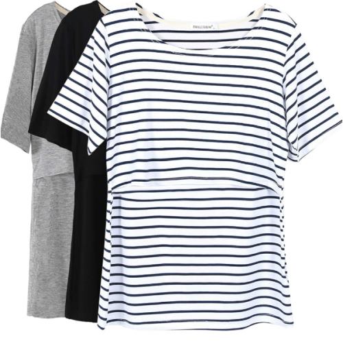 Smallshow Women's Maternity Nursing Tops Short Sleeve Breastfeeding Clothes