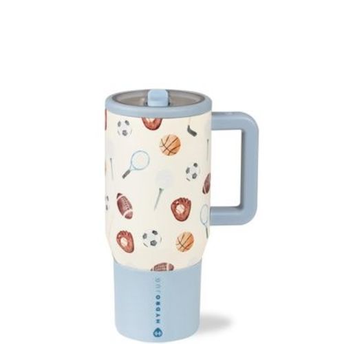 HydroJug Traveler - Water Bottle with Handle & Flip Straw - Leak Resistant Tumbler, Insulated, Stainless Steel & Rubber Base