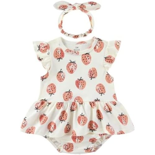 Baby Girl Clothes Summer Ruffled Sleeve Romper Dresses Infant Outfit Set