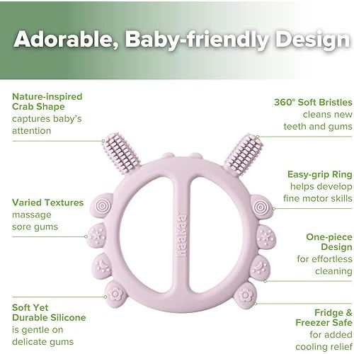 Haakaa Silicone Crab Baby Teether,Baby Toys,360°Baby Toothbrush Head for Infant Self-Brushing Training,Food-Grade Silicone,Lavender