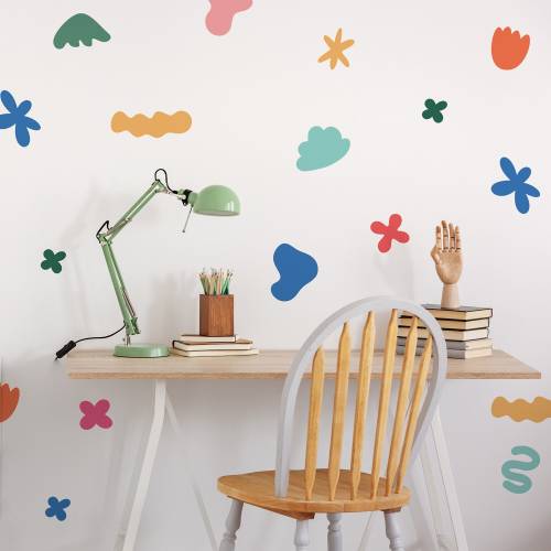 Colorful Wall Decals For Kids, Abstract Shapes Wall Stickers, Kids Room Decor, Mixed Shapes Wall Sticker, Playroom Decal, Removable Stickers