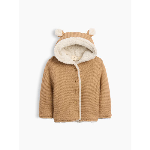 Baby Sherpa-Lined Garter Cardigan