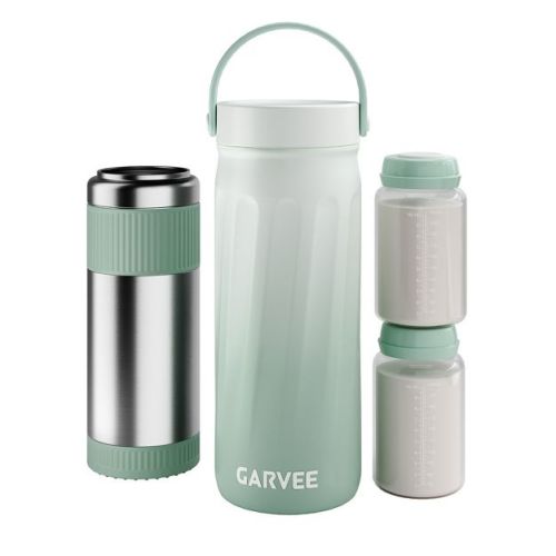 22oz Portable Breast Milk Chiller with 24-Hour 360° Cooling, 2 Reusable Storage Bottles, Vacuum-Insulated Travel Cooler for Daycare, Work & Outings