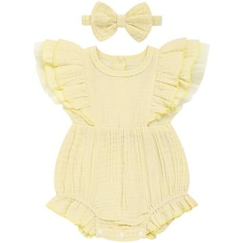 TITKKOP Ruffle Bubble Romper for Baby Girl | One-Piece Shorts Jumpsuit | Summer Outfit & Dress for Infants 0-18M