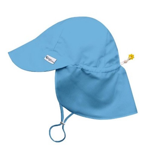 Green Sprouts Baby/Toddler UPF 50+ Eco Flap Hat, Color: Light blue, Size: 9-18 months