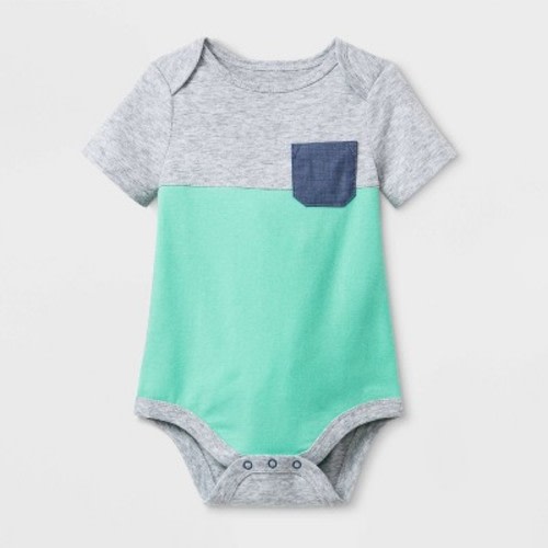Baby Boys' Short Sleeve Color Block Bodysuit - Cat & Jack™ Green 6-9M