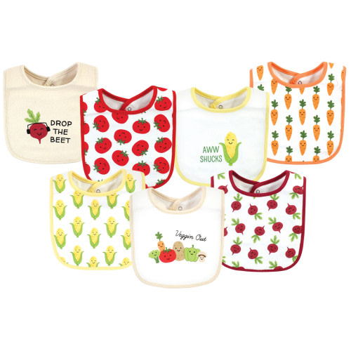 Hudson Baby Cotton Bibs, Veggies