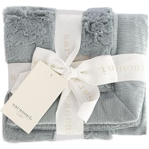 Saranoni Luxury Security Blankets for Babies | Ultra-Soft Lush and Boutique Quality Baby Blanket | Slate, Mini - 15" x 20"