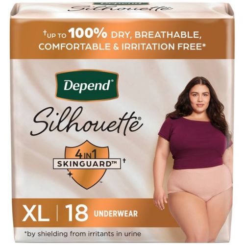 Depend Silhouette Incontinence & Postpartum Underwear for Women - Maximum Absorbency - S - Pink - 60ct