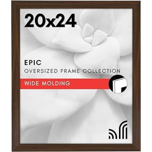 Americanflat 20x24 Picture Frame with Polished Plexiglass - Wide Picture Frames Made of Engineered Wood for Vertical or Horizontal Wall Display - Epic Collection - Walnut