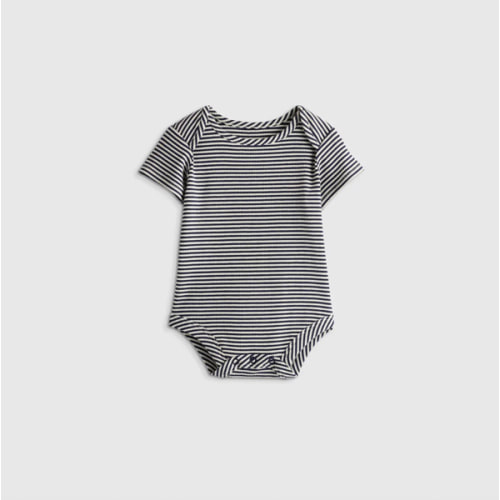Softest Rib Short Sleeve Bodysuit  in Navy Stripe