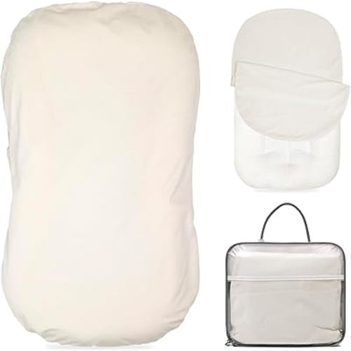Baby Lounger - Snuggle Cozy Me Infant Lounger for Newborns | Breathable & Soft, Portable Awake-Time Pad, Essential Baby Gift- Natural (Lounger Cover Included)