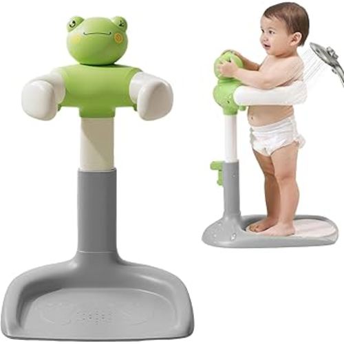 Frog Baby Bath Support, 2-in-1 Baby Shower Stand, Height/Size Adjustable with Detachable Base, Fit for Babies 6+ Months