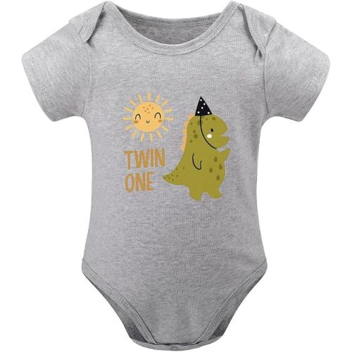 Twin One Dinosaur Baby Clothes Funny Newborn Bodysuits Infant Boys Girls Romper Outfits