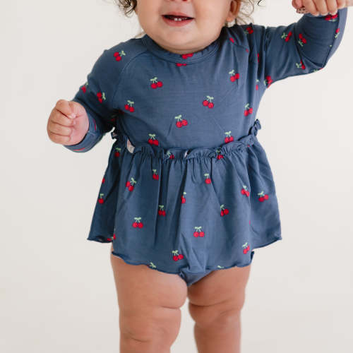 Infant Long Sleeve and Skirt Onesie in Cherries – Silks Design
