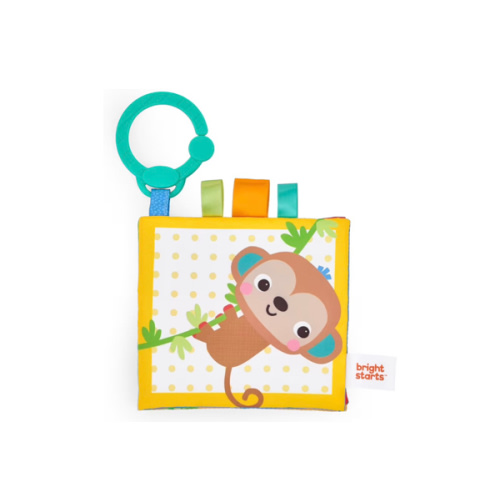 Bright Starts Safari Buddies Soft Book, Crinkle Plush Pages with Lion, Monkey, Elephant & More, Baby's First Book, Unisex, Ages 0+