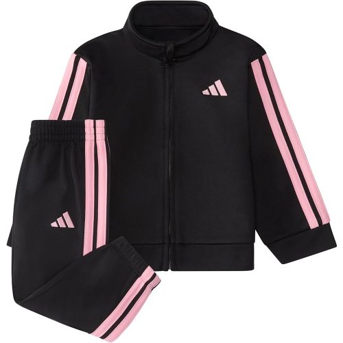 adidas Baby Girl's 2-Piece Classic Tricot Track Suit with Jacket & Pants, Black/Light Pink, 9M