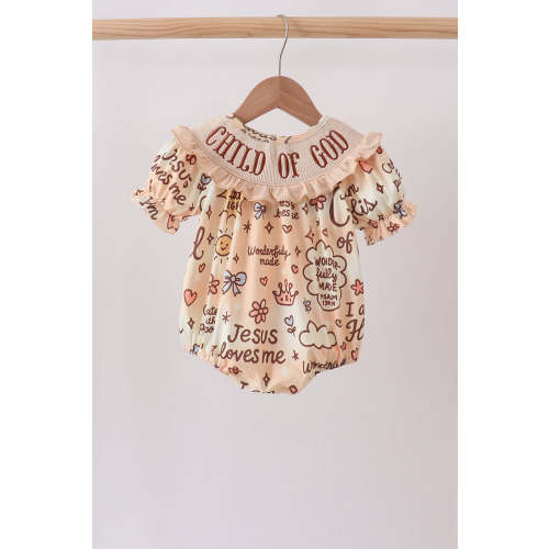 Child of God Smocked Ruffle Bubble