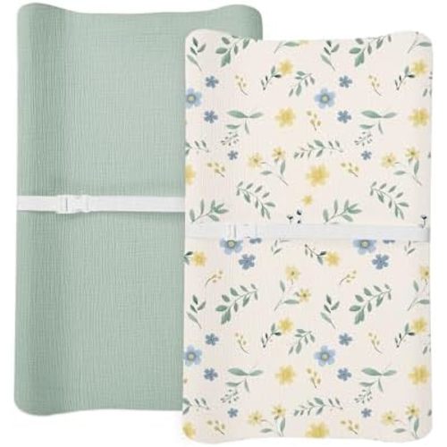 Changing Pad Covers 2 Pack, 32"x16" Muslin Baby Changing Table Pad Covers