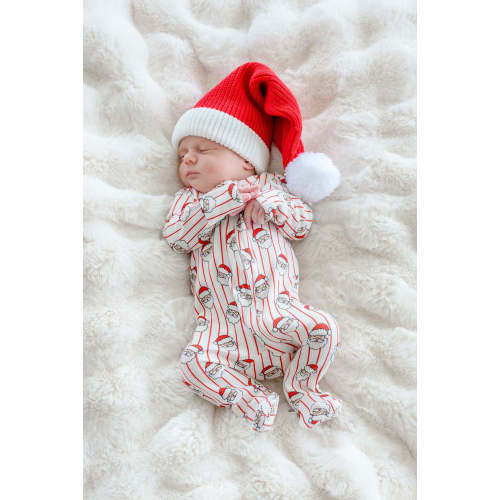 Christmas Bamboo Waffle Zipper Footie in Holly & Jolly | Caden Lane