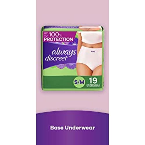 Always Discreet Adult Incontinence Underwear for Women and Postpartum Underwear, up to 100% Bladder Leak Protection, L Maximum, 76 Count
