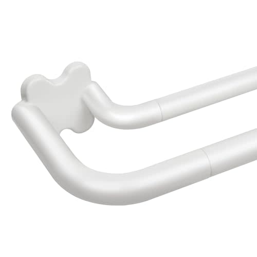White Blackout Double Curtain Rods for Windows, USFOOK Adjustable Decorative Drapery Rod 32 to 58, 3/4 Inch Window Treatment Rod, Extendable Curtain Poles for Living Room