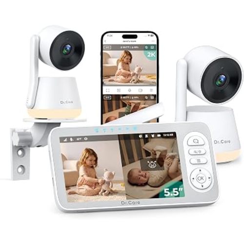 Dr.Care LumiView Plus 5.5" Smart WiFi Baby Monitor with 2 Cameras,1080P FHD