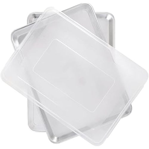 Nordic Ware Naturals Half Sheet Set - USA Made Aluminum Commercial Quality Sheet Pan for Baking or Roasting, Encapsulated Galvanized Steel Rim Prevents Warping, 2pk Half + Lid