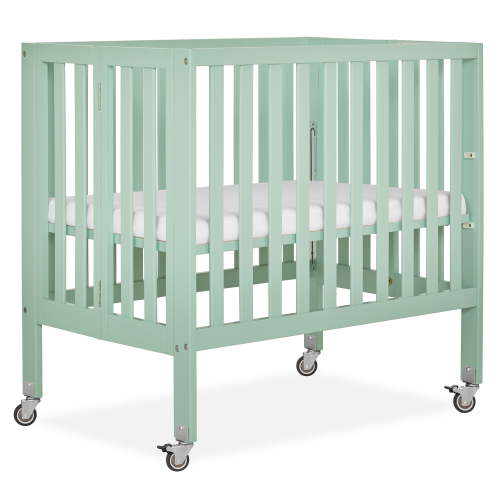 Dream On Me Jett Non-Full Size Folding Crib I Removable Wheels I Modern Nursey I Adjustable Mattress Support I Patent Folding System I Included 2.5” Mattress In Mint