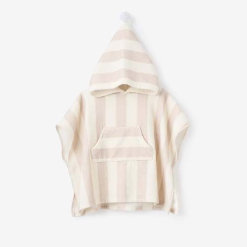 Taupe Cabana Stripe Terry Poncho – Elegant Baby