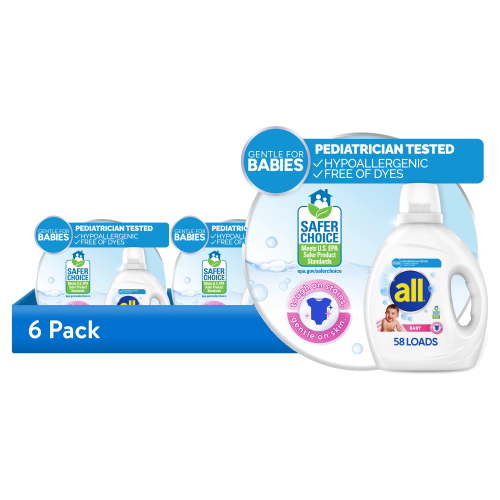 (6 pack) all Baby Liquid Laundry Detergent, 73 oz, 58 Loads