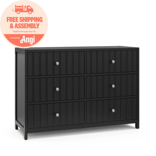 Graco Teddi 6 Drawer Nursery Double Dresser, Black