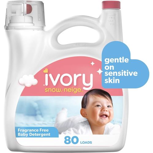 Ivory Snow Unscented Baby Liquid Laundry Detergent, Hypoallergenic, For Sensitive Skin, 80 loads, 3.1L