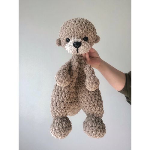 Crochet Otter Snuggler: Plush Chenille Lovey