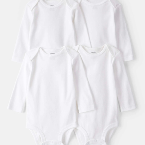 Baby 4-Pack Long-Sleeve Bodysuits - White | Carter's