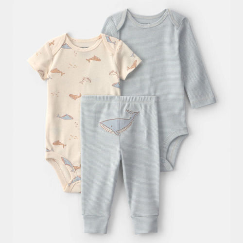 Baby 3-Piece Whale Bodysuit & Pant Set - Blue/Ivory | Carter’s Oshkosh Canada