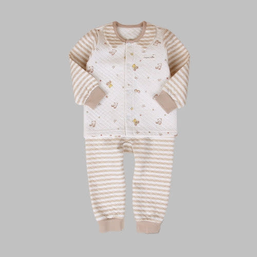 Organic Boom Collar Long Sleeve - Beige/Teddy Bear Size 80