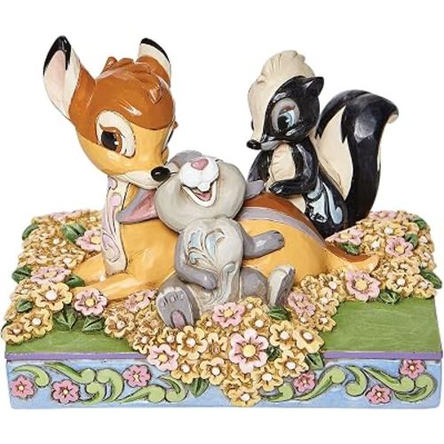 Enesco Disney Traditions by Jim Shore Bambi and Friends in Flowers Figurine, 4 Inch, Multicolor