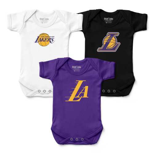 3-Pack Los Angeles Lakers Baby Bodysuits - Purple & Gold Infant Apparel Set - Newborn Gift Bundle