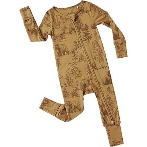 PATPAT Baby Clothes with Premium Soft Wool, Footie Pajama for Baby Boy Girl, Tencel Lyocell Romper Sleeper with 2-Way Zipper