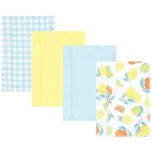 Hudson Baby Infant Girl Cotton Poly Flannel Burp Cloths, Citrus Mint, One Size