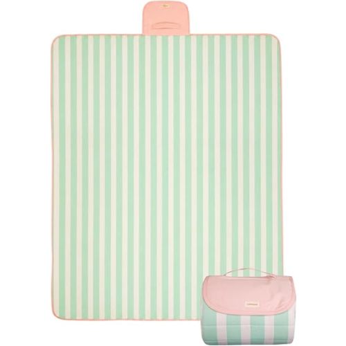 Toddlekind Premium Indoor/Outdoor Playmat & Picnic Blanket – Organic Quilted Cotton, Water-Resistant, Anti-Slip, Reversible Design, Spacious Play Mat for 6 People, Easy Roll-Up w/Carry Handle, Capri