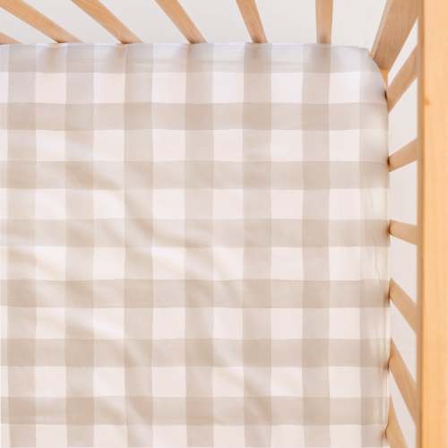 Waterproof Cot Sheet | Latte Gingham – Little Human Linens