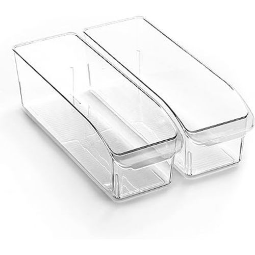 BINO | Plastic Storage Bins, Small | THE CURVE COLLECTION | Multi-Use Organizer Bins | Storage Containers Kitchen, Pantry and Home Organization | Fridge Organizers | Pantry Organization and Storage