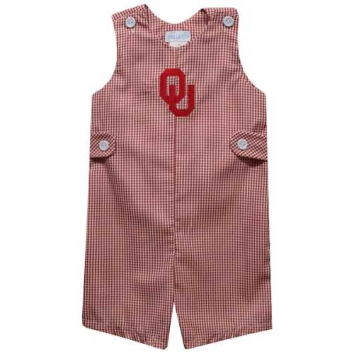 Infant Vive La Fete Crimson Oklahoma Sooners Gingham Jon Jon Romper