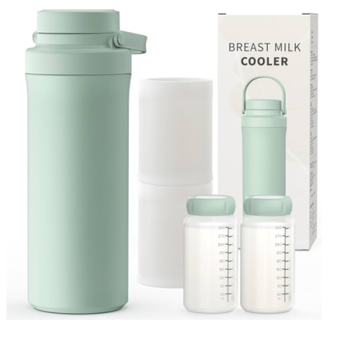 Xaproo 22oz Breast Milk Cooler Bottle, Portable Milk Cooler for Breastmilk with 360° Total Cooling for 24 Hours, Breastmilk Chiller with 2pcs Baby Bottles, Breastfeeding Essentials for Baby, BPA-Free