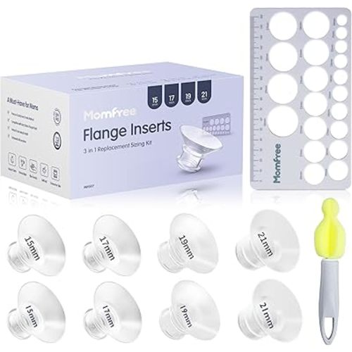 8PCS Flange Sizing Kit 15/17/19/21mm for 24mm Flanges/Shield, Soft Silicone Flange Insert Compatible Momcozy/Spectra/Medela Breast Pump, Breast Pump Essential kit(with Nipple Rulers and Storage Bag)
